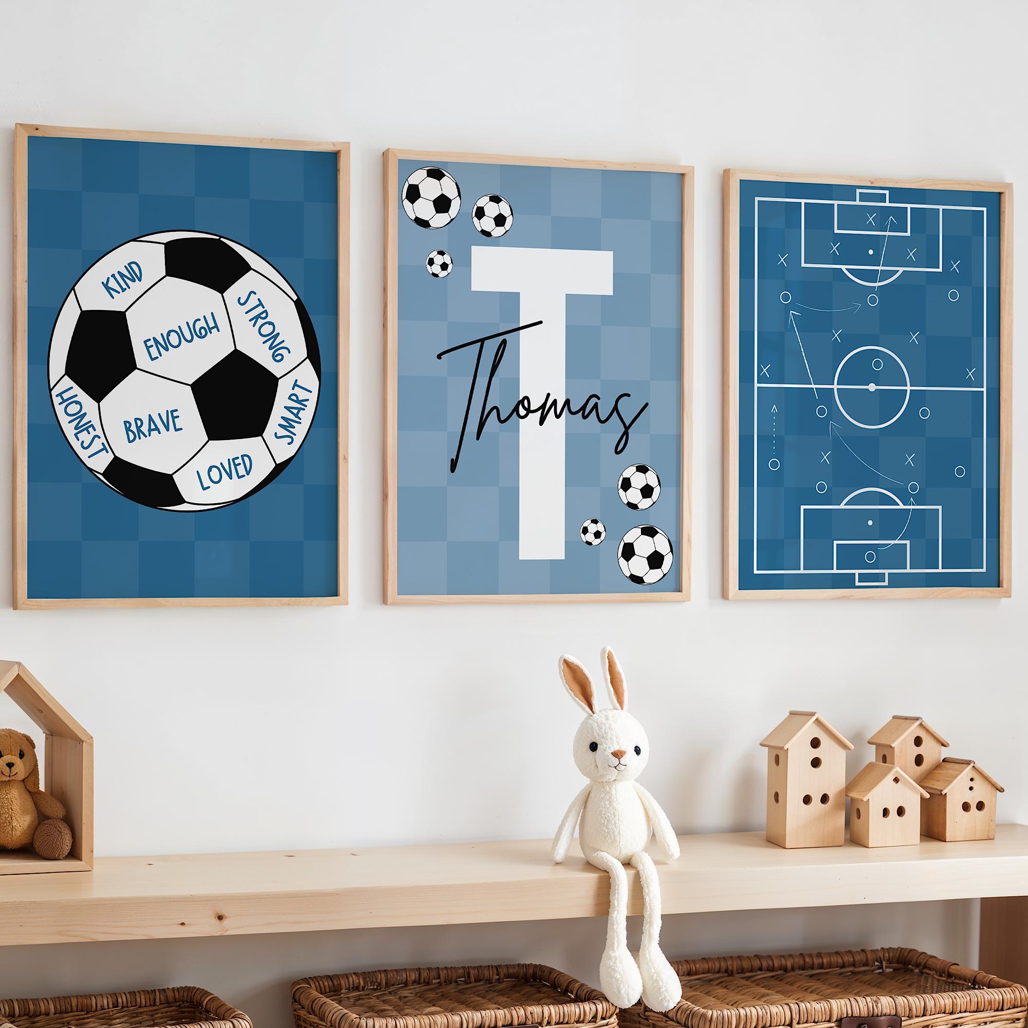 Baby Nursery Wall Art - Set Dekorasi Dinding Sepak Bola Kustom,