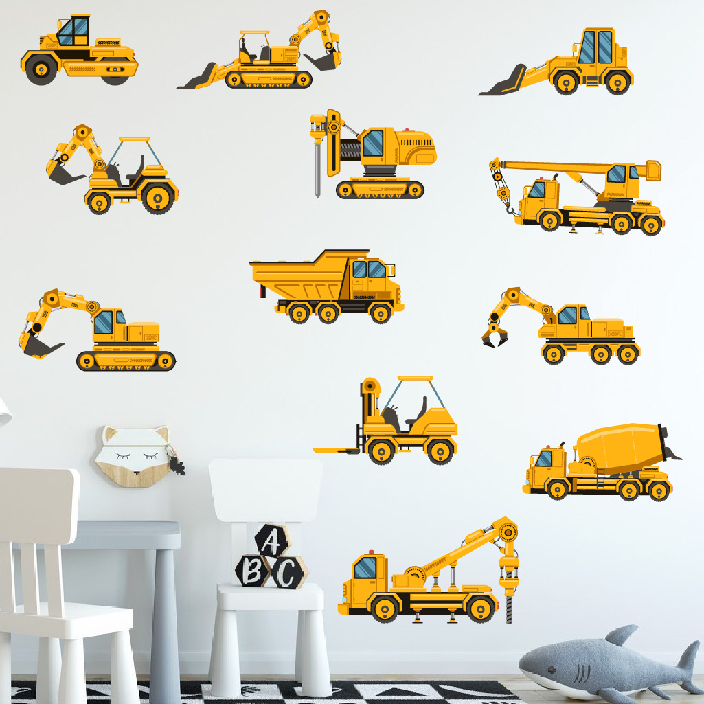 Baby Nursery Products - Stiker Dinding Mobil Rekayasa Ekskavator Kartun
