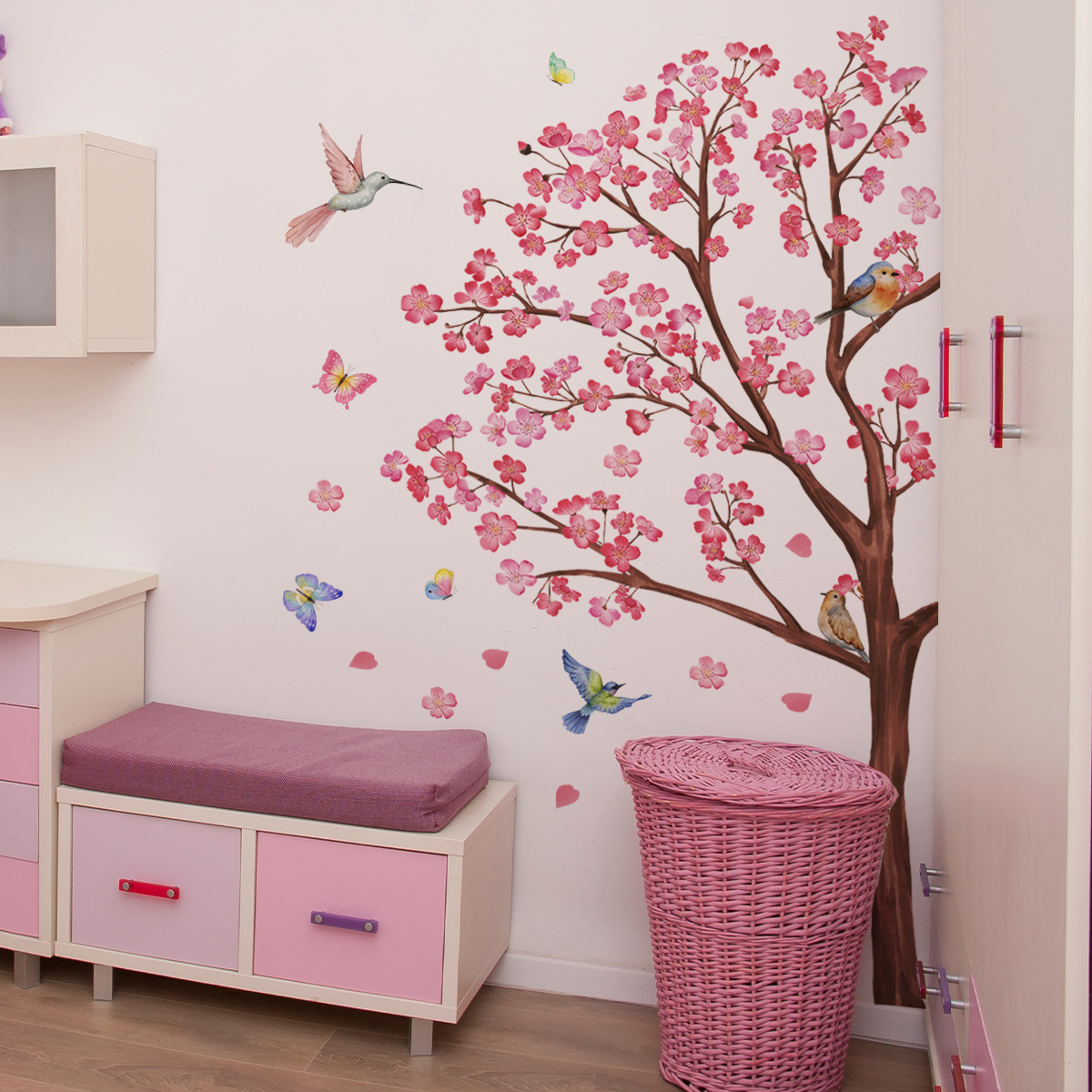Baby Girl Nursery Quotes - Stiker Dinding Bunga Burung Cat Air