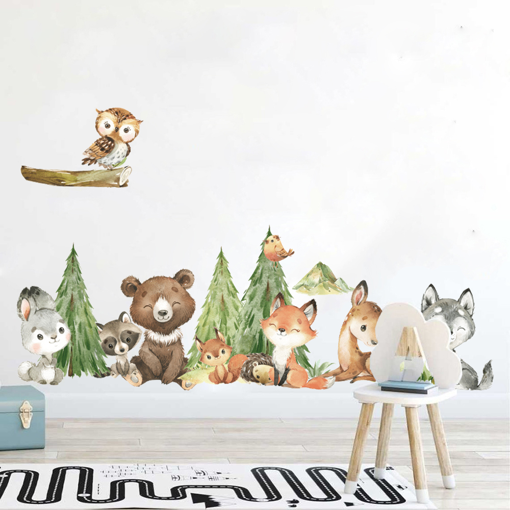 Baby Nursery Products - Stiker dinding hewan hutan cat air
