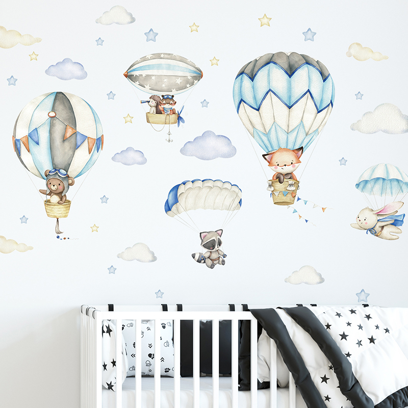 Baby Nursery Products - Stiker dinding balon udara hewan lucu