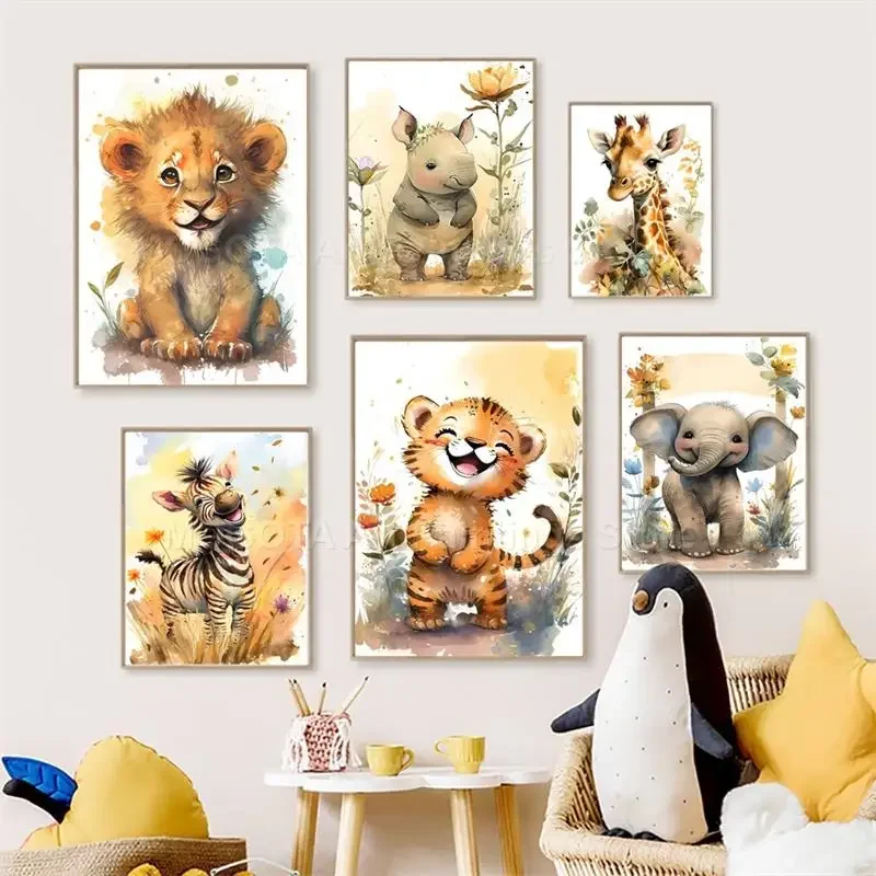 Baby Zebra Nursery - Lukisan Kanvas Seni Dinding Kamar Anak-anak