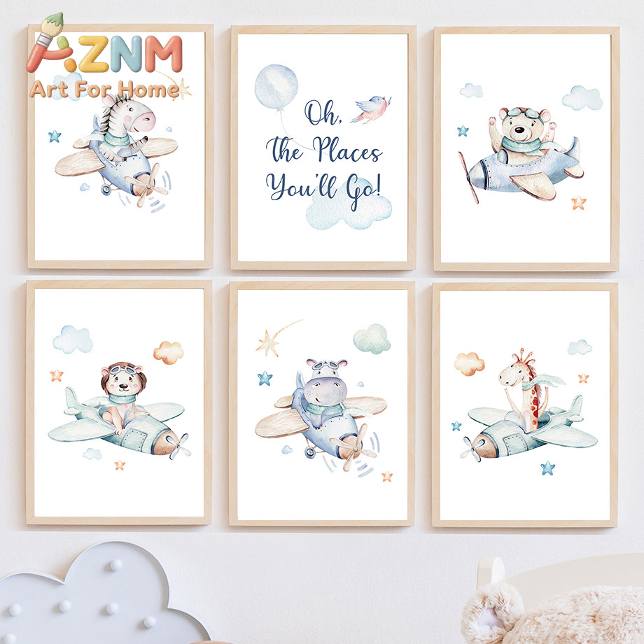 Baby Zebra Nursery - Lukisan Kanvas Seni Dinding Kamar Anak