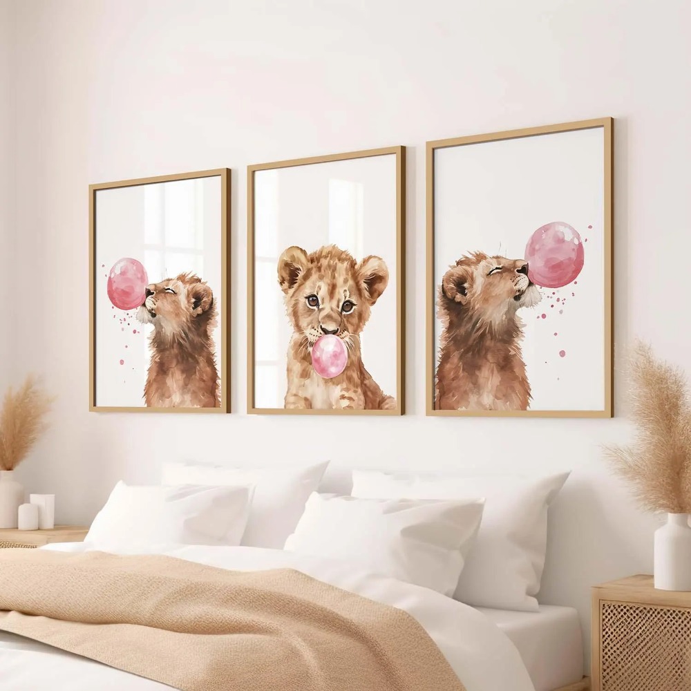 Baby Nursery Jungle Theme - Set Seni Dinding Kamar Bayi Motif