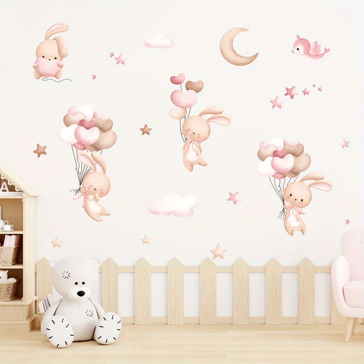 Stiker dinding balon kelinci l - Baby Girl Nursery Quotes ulasan dan harga