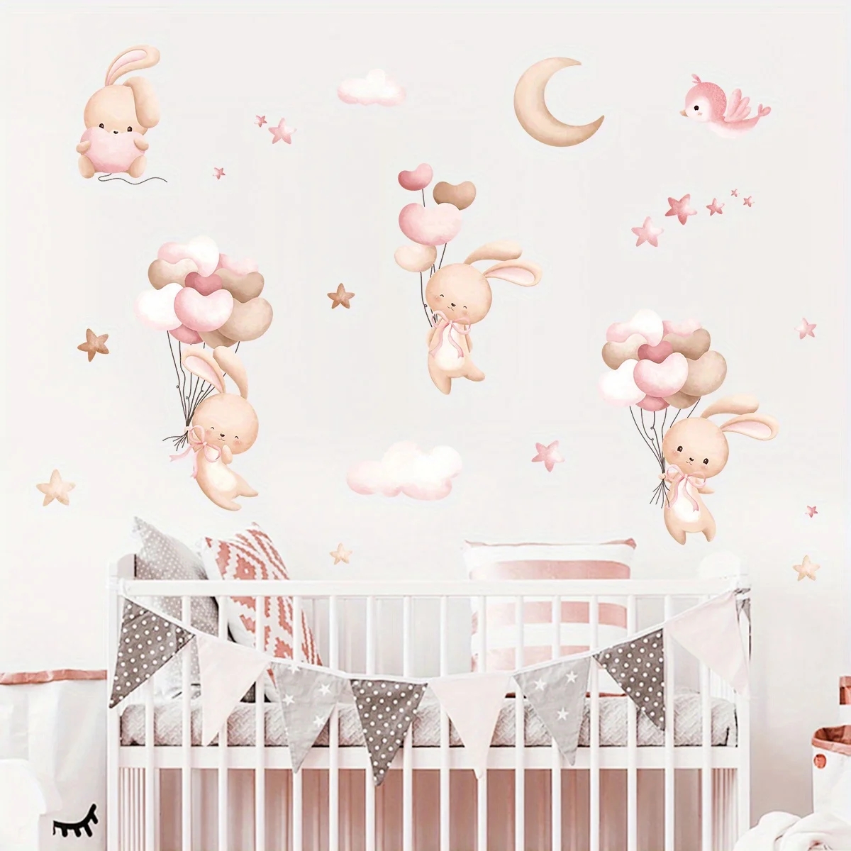 Stiker dinding balon kelinci l - Baby Girl Nursery Quotes ulasan dan harga