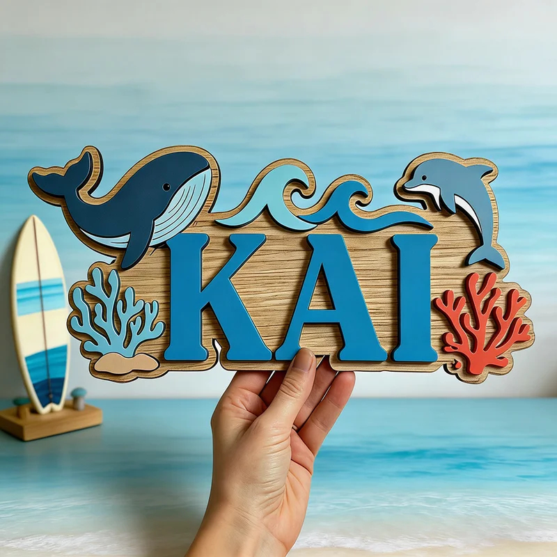 Papan Nama Kayu Bertema Paus d - Baby Name Wall Art ulasan dan harga