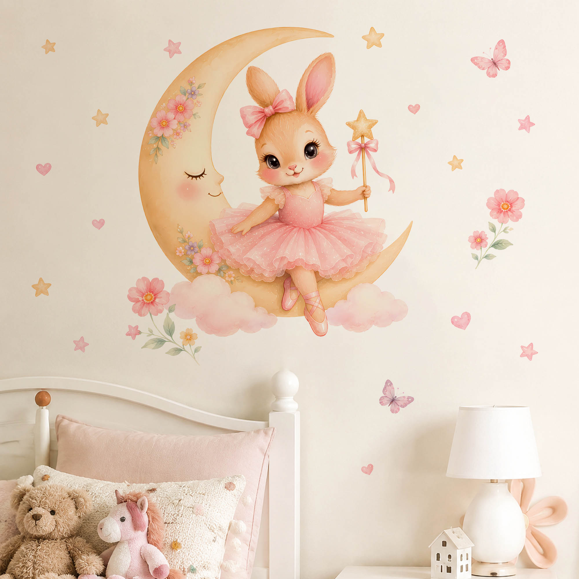 Stiker Dinding Kelinci Balerin - Baby Girl Nursery Quotes ulasan dan harga