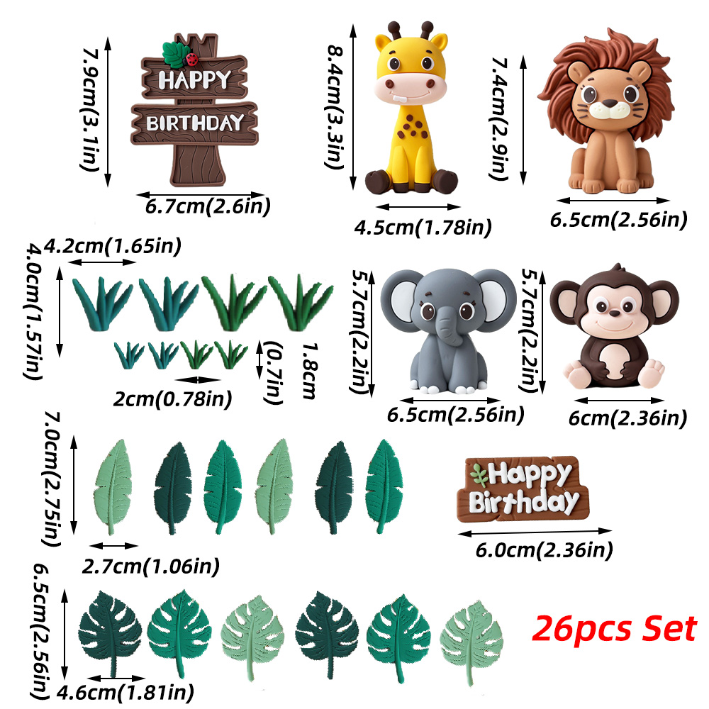 Hiasan Atas Kue Hewan Hutan Li - Baby Nursery Jungle Theme ulasan dan harga