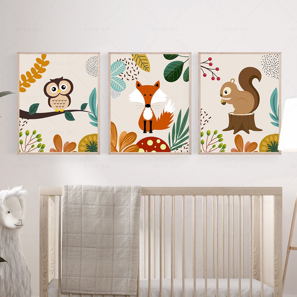 Boho Monyet Singa Jerapah Buru - Baby Nursery Wall Art ulasan dan harga