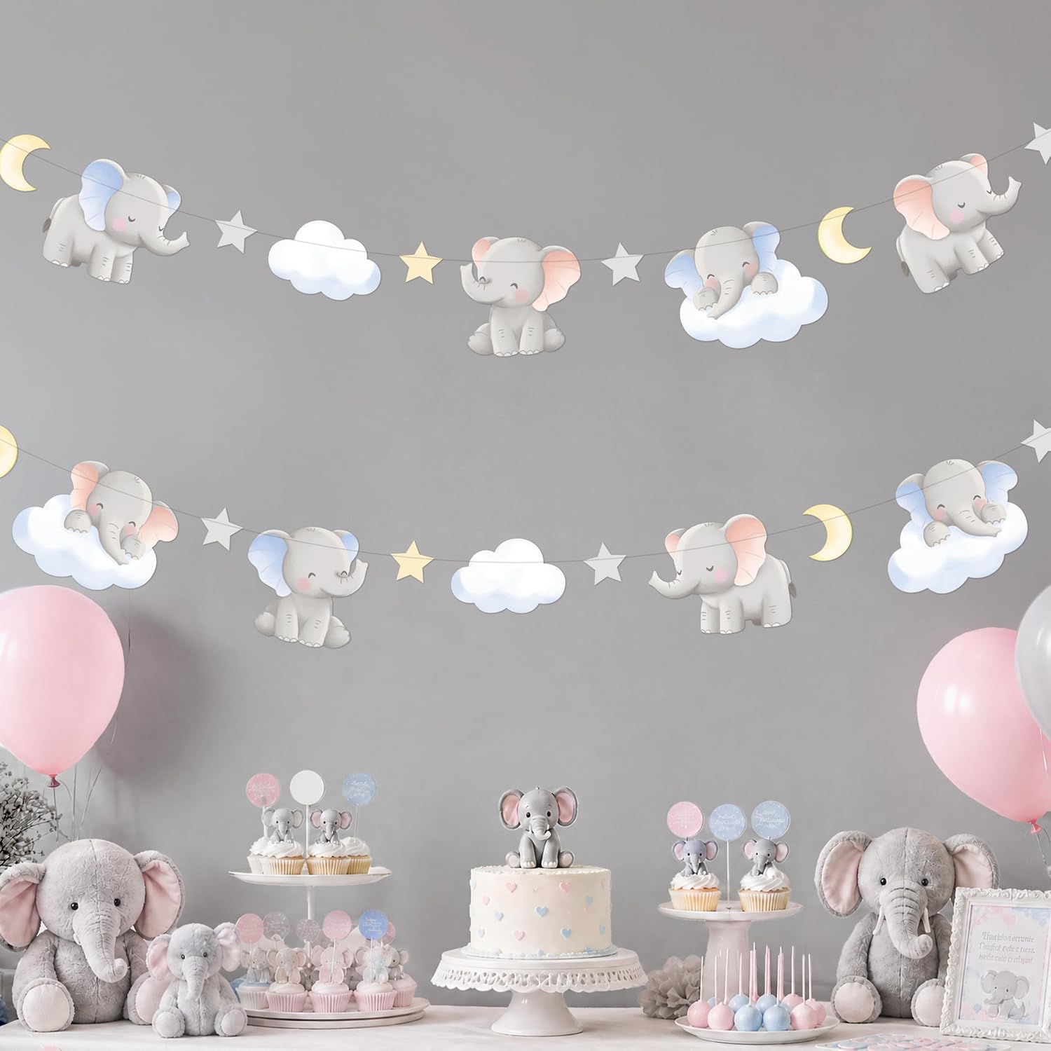 2 Buah Karangan Bunga Gajah Lu - Baby Nursery Garland ulasan dan harga