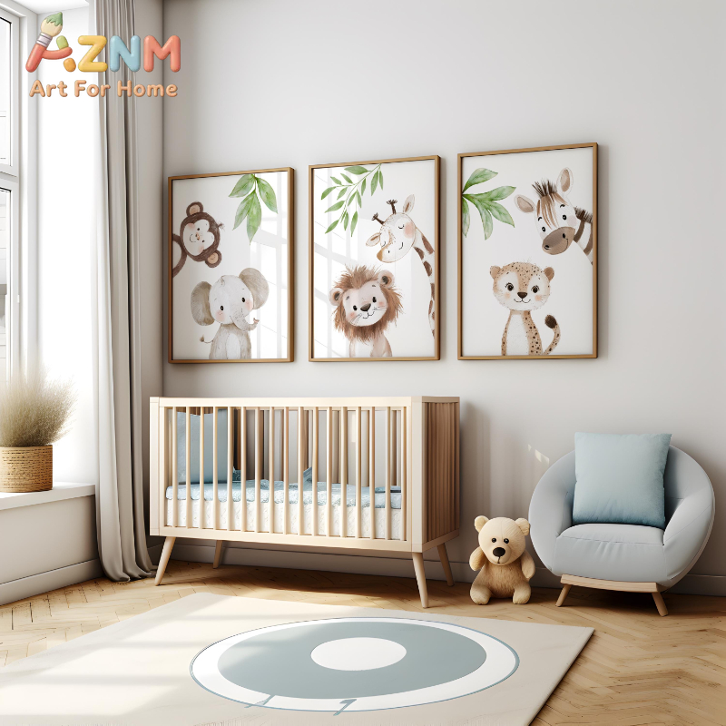 1Pc/3Pcs Cetakan Gambar Hewan  - Baby Nursery Jungle Theme ulasan dan harga