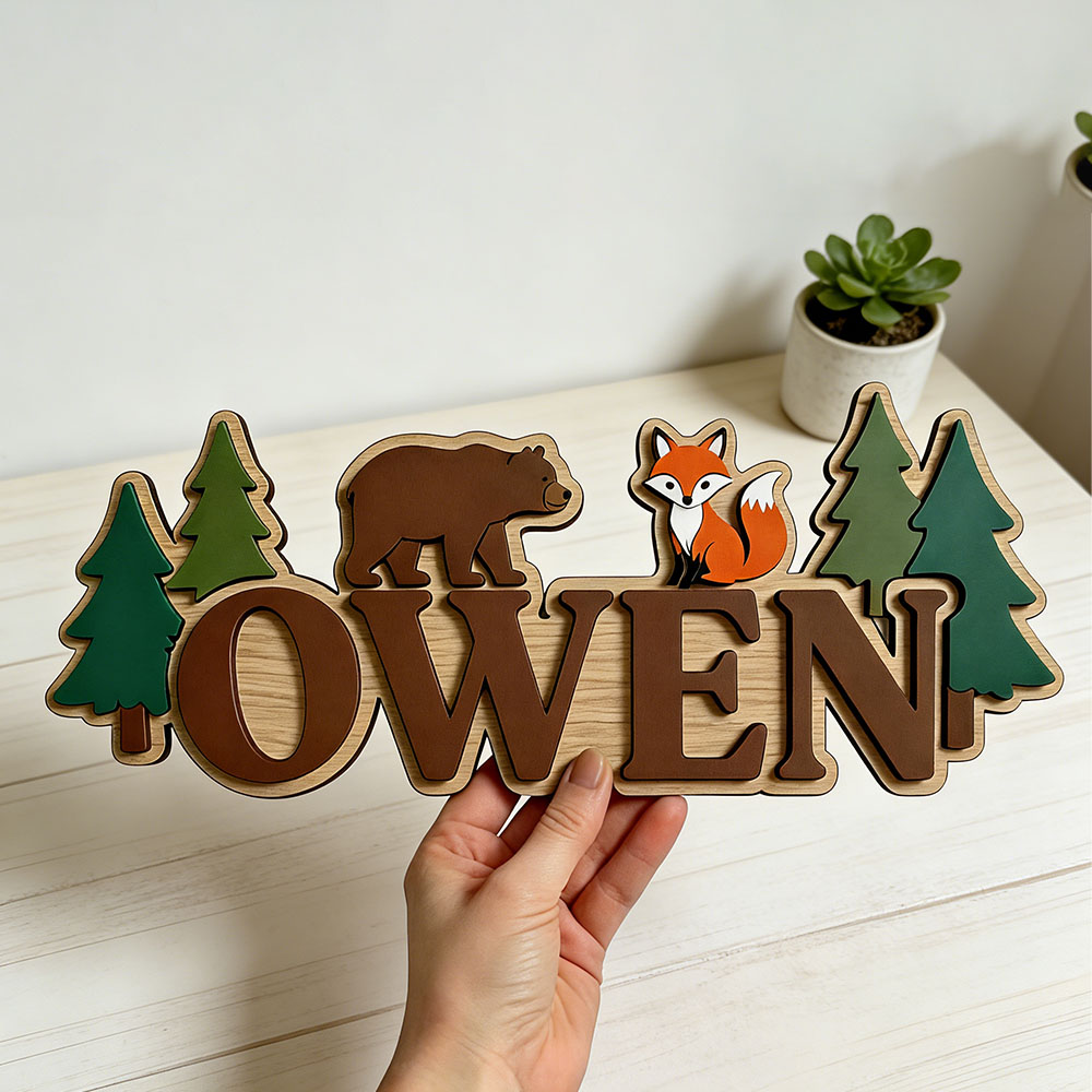 Papan Nama Pintu Beruang dan R - Baby Nursery Jungle Theme ulasan dan harga