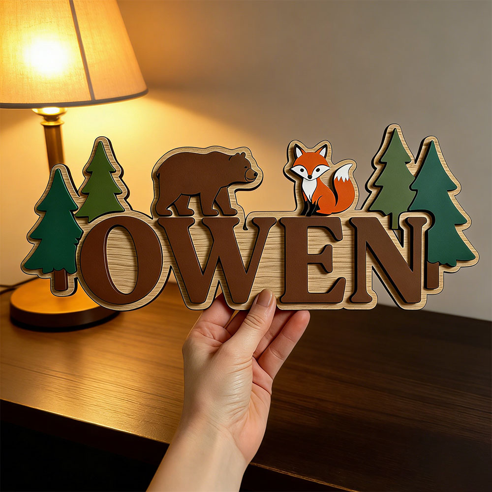 Papan Nama Pintu Beruang dan R - Baby Nursery Jungle Theme ulasan dan harga