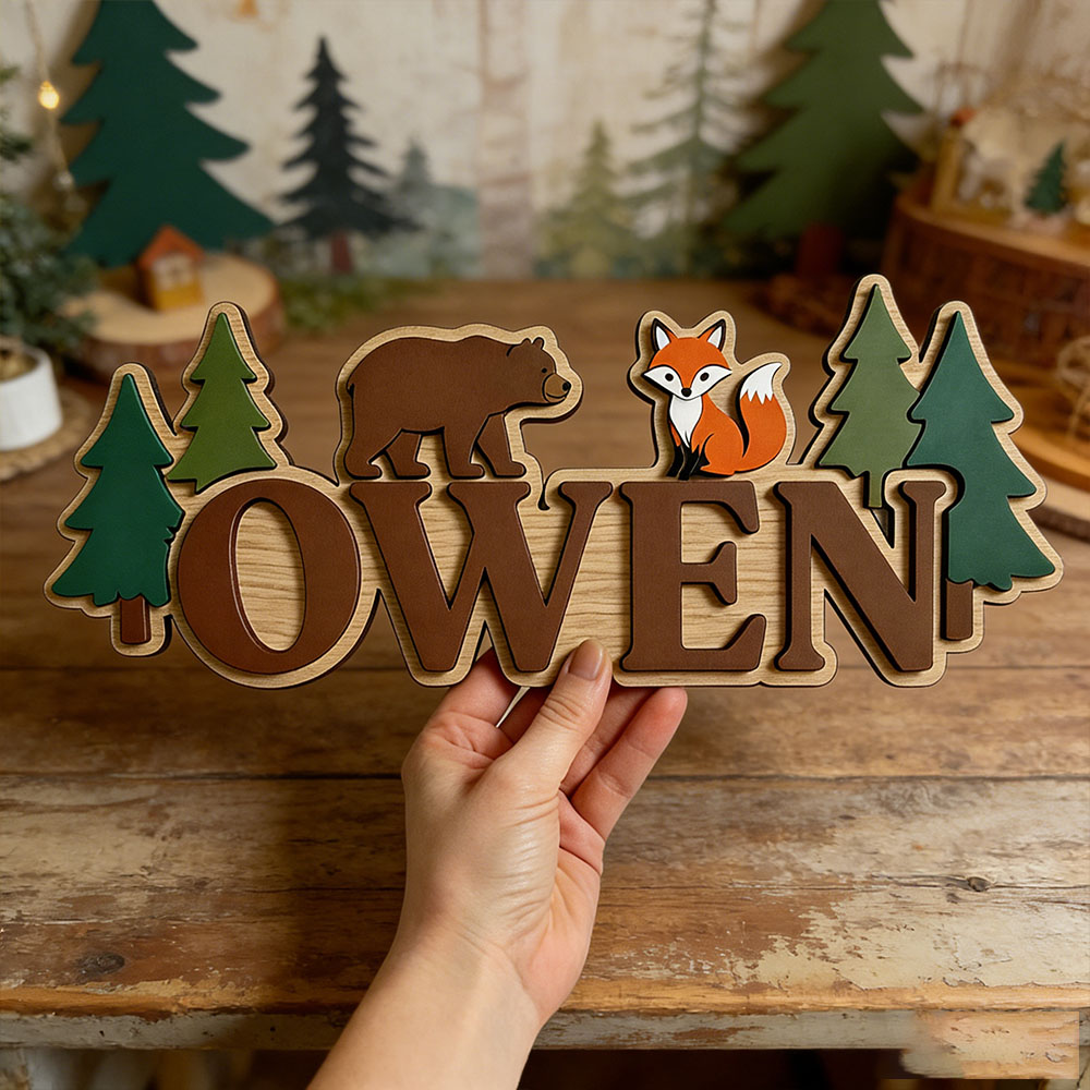 Papan Nama Pintu Beruang dan R - Baby Nursery Jungle Theme ulasan dan harga