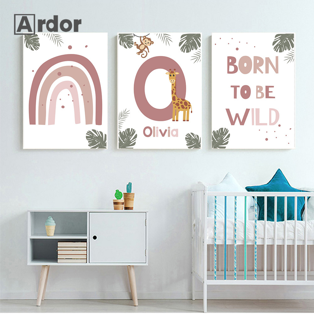 Poster Hewan Hutan Nordik Luki - Baby Name Wall Art ulasan dan harga