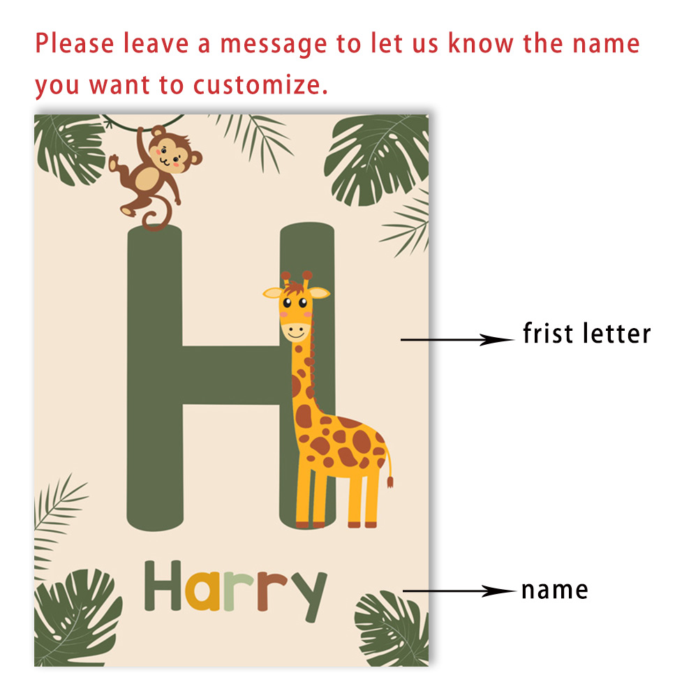 Poster Hewan Hutan Nordik Luki - Baby Name Wall Art ulasan dan harga