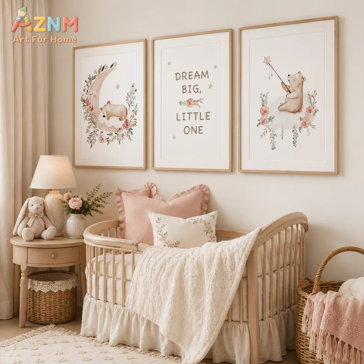 Seni Dinding Bunga AZNM, Lukis - Baby Girl Nursery Quotes ulasan dan harga
