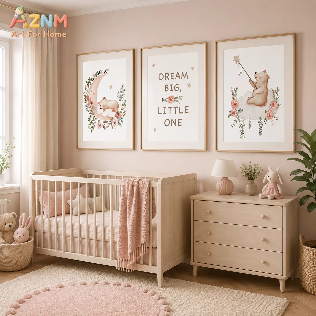 Seni Dinding Bunga AZNM, Lukis - Baby Girl Nursery Quotes ulasan dan harga