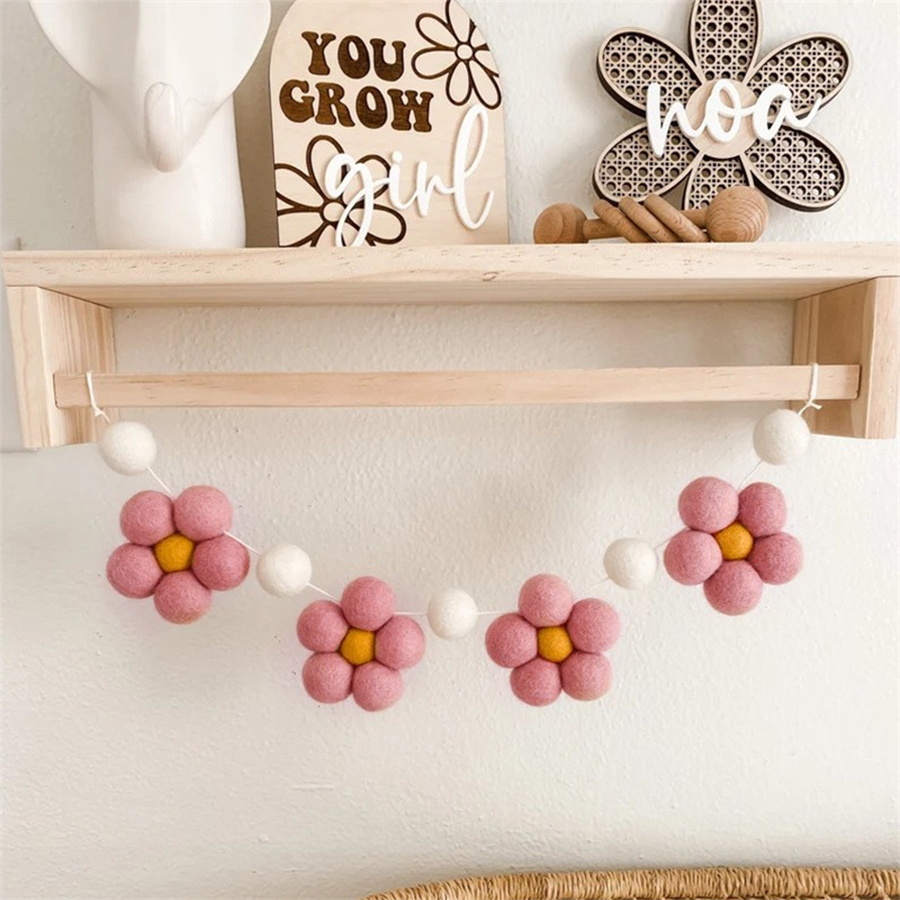 Karangan Bunga Daisy dari Kain - Baby Nursery Garland ulasan dan harga