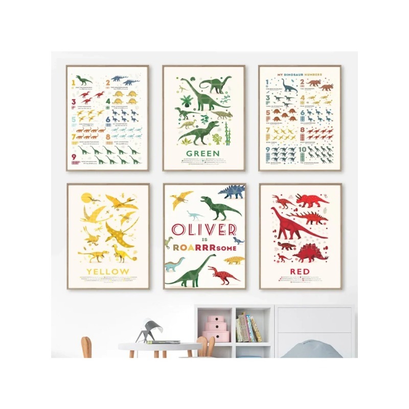 Angka Dinosaurus Edukatif ABC  - Baby Name Wall Art ulasan dan harga