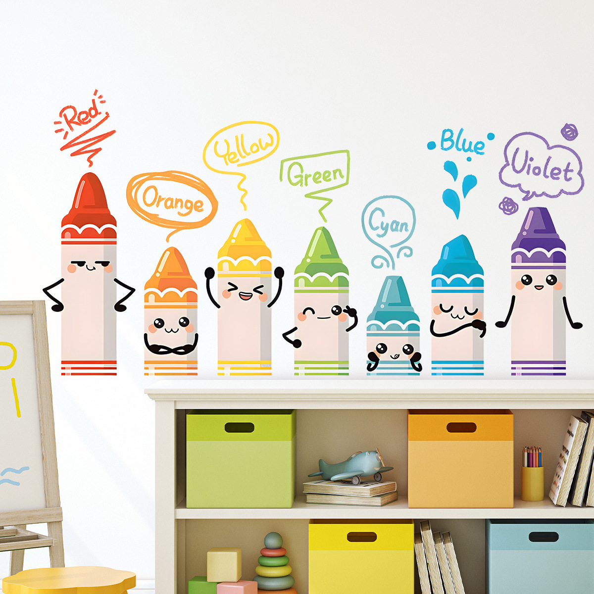 Stiker dinding pola krayon war - Baby Nursery Products ulasan dan harga