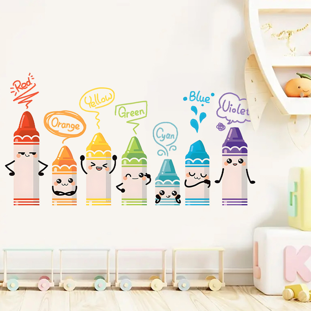 Stiker dinding pola krayon war - Baby Nursery Products ulasan dan harga