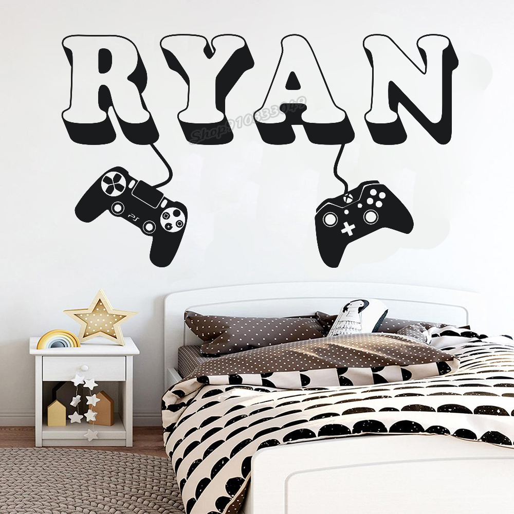 Gamer Stiker Dinding Nama Kust - Baby Name Wall Art ulasan dan harga