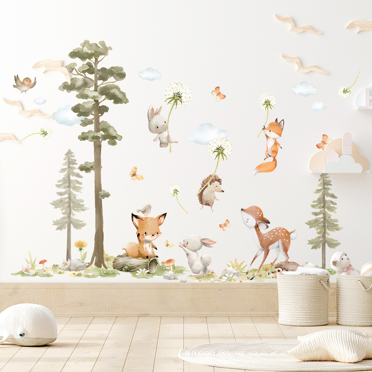 Stiker dinding hewan hutan luc - Baby Girl Nursery Quotes ulasan dan harga