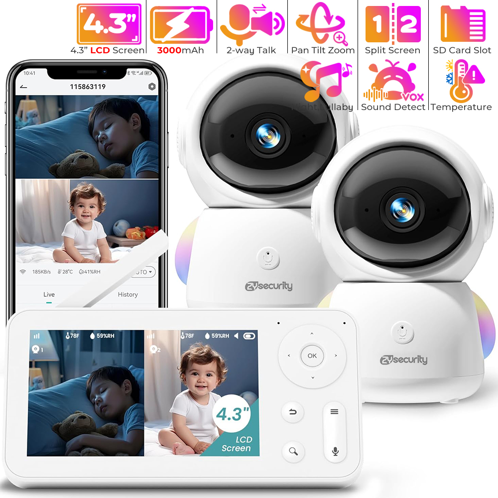 Monitor bayi 2K, dengan 2 kame - Baby Nursery Music ulasan dan harga