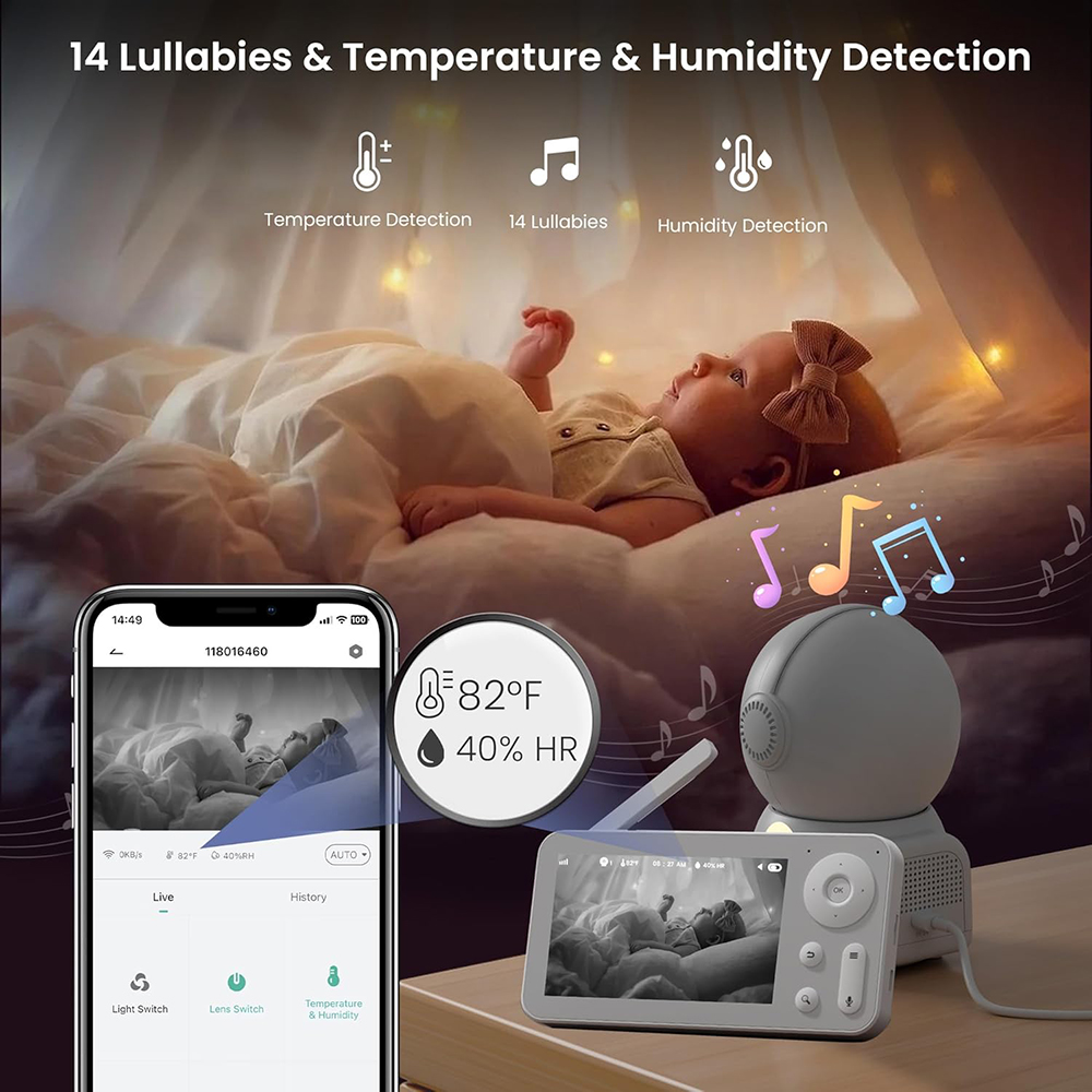 Monitor bayi 2K, dengan 2 kame - Baby Nursery Music ulasan dan harga