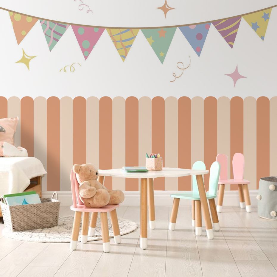 Wallpaper Busur Bergaris Verti - Baby Nursery Wall Art ulasan dan harga